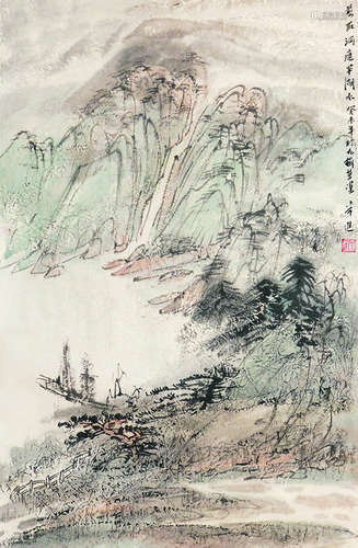 常进 山水  纸本立轴