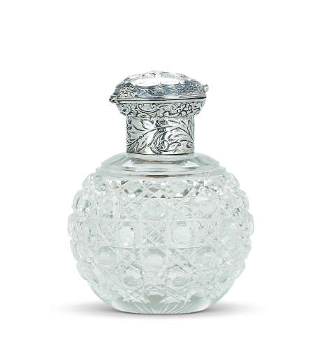 维多利亚时期 1884年作 银盖水晶香水瓶