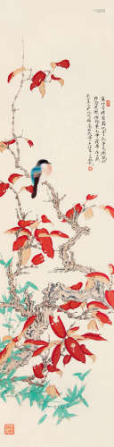 任重 2012年作 红叶小鸟 镜心 设色绢本