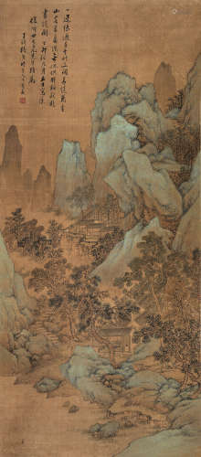 张熊  1867年作 山水 立轴 设色绢本