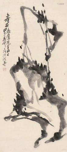潘天寿  1924年作 寿石图 立轴 水墨纸本