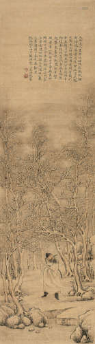 奚冈  1773年作 雪林钟馗 镜片 设色绢本