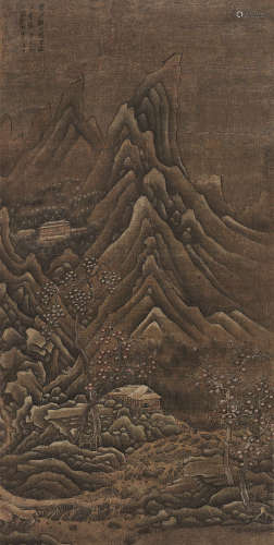 赵澄  1656年作 溪亭初雪图 镜片 设色绢本