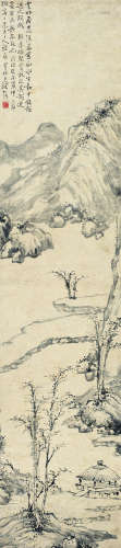 王维翰  1883年作 山水 立轴 水墨纸本