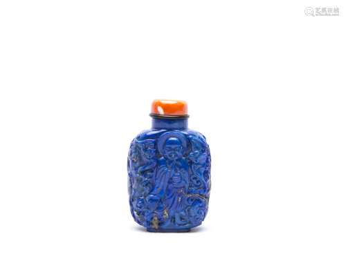 A Chinese Carved Lapis Lazuli Snuff Bottle