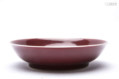 A Chinese Red Glazed Porcelain Plate