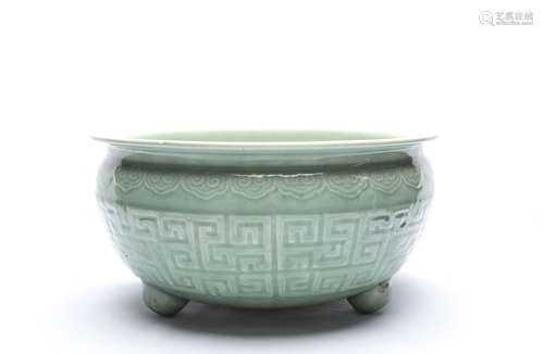 A Chinese Green Glazed Porcelain Incense Burner