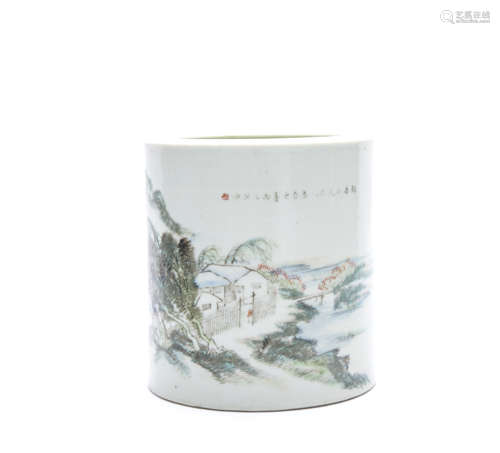 A Chinese Famille Rose Porcelain Brush Pot