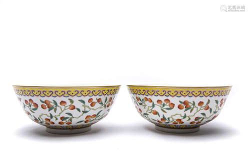 A Pair of Chinese Famille Rose Porcelain Plates