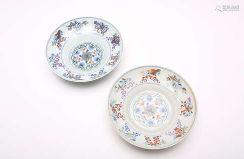 A Pair of Chinese Doucai Porcelain Plates