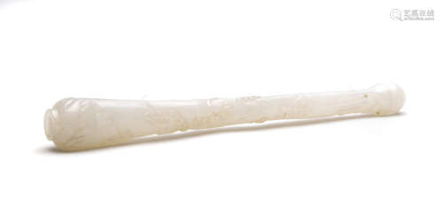 A Chinese Carved Jade Brush Handle