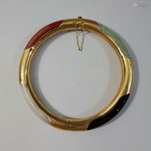 14K GOLD JADEITE BANGLE BRACELET