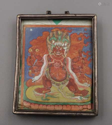 CHINESE MINI THANGKA IN GAU BOX