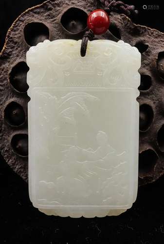 CHINESE WHITE JADE PLAQUE