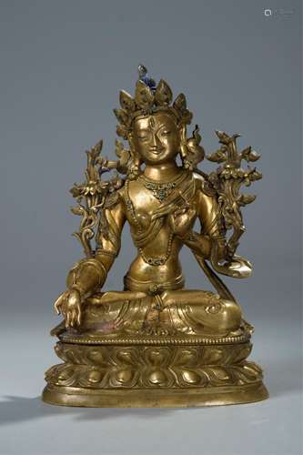 CHINESE GILT BRONZE FIGURE OF TARA