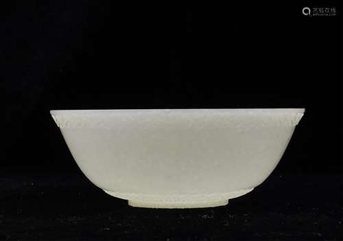 CHINESE WHITE JADE CARVED BOWL