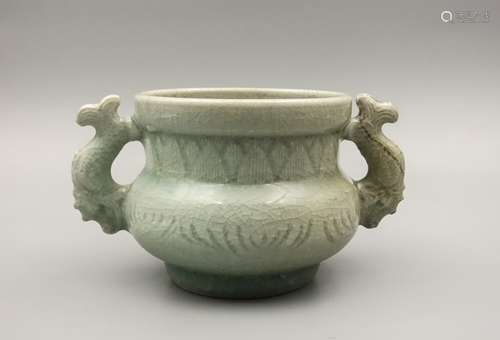 CHINESE CELADON LONGQUAN GLAZED CENSER