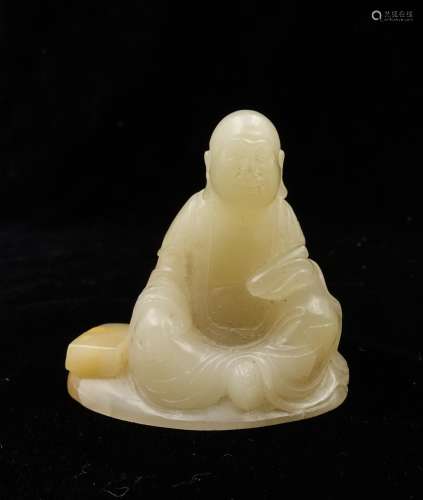 CHINESE QING DYNASTY SOAPSTONE FIGURE OF LOHAN