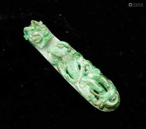 CHINESE QING DYNASTY JADEITE DRAGON HOOK