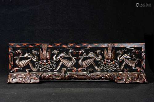 CHINESE LACQUER WOOD TABLE SCREEN