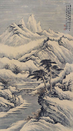 陶冷月 雪景图 立轴 纸本