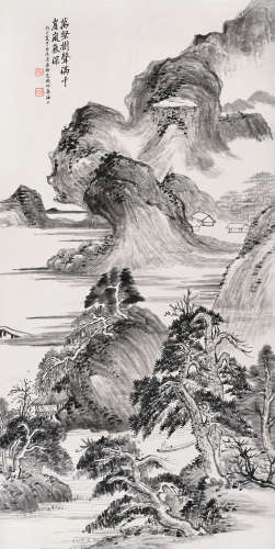 奚屠格 丙子（1936年）作 山水 立轴 水墨纸本