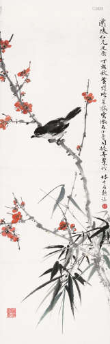 黄独峰容漱石司徒奇 丁亥（1947年）作 花鸟 镜心 设色纸本