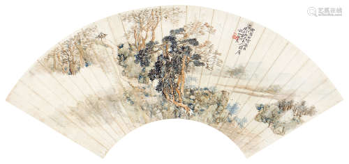 陶焘 庚辰（1880年）作 山水 立轴 设色纸本