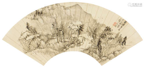 吴伯滔 乙酉（1885年）作 山水 立轴 水墨纸本