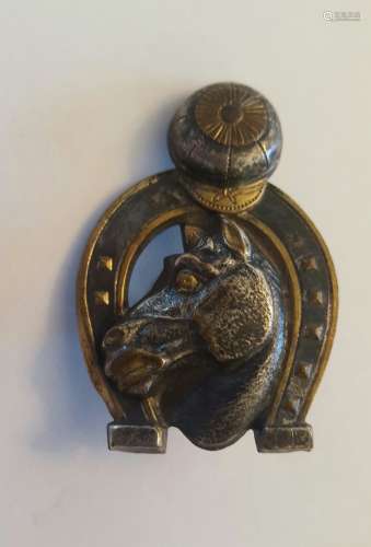 Antique Russian bronze Jockey badge