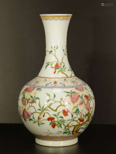 Chinese Famille Rose Porcelain Peach Vase