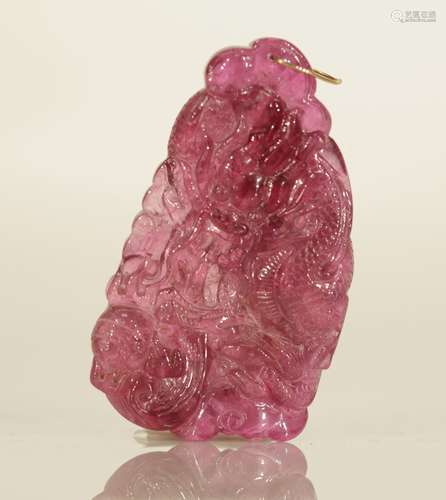 Late 19th C. Chinese Ruby Red Tourmaline Pendant