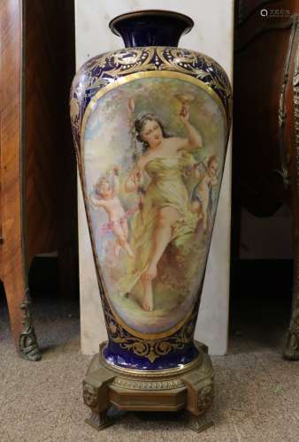 Royal Vienna 19th C. Hand-Painted Porcelain Vase