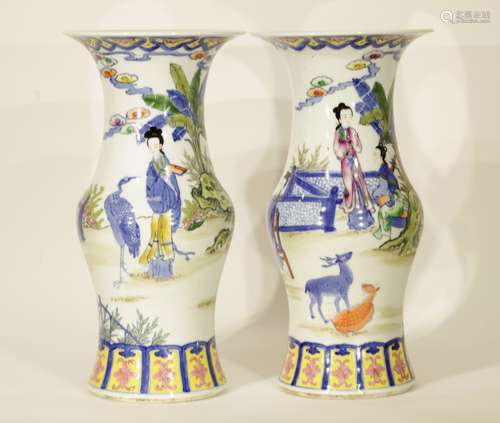 Pair of Chinese Porcelain Famille Verte Vases