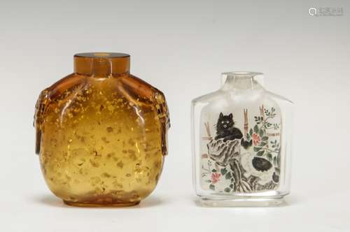 Two Chinese Peking Glass Snuff Bottles