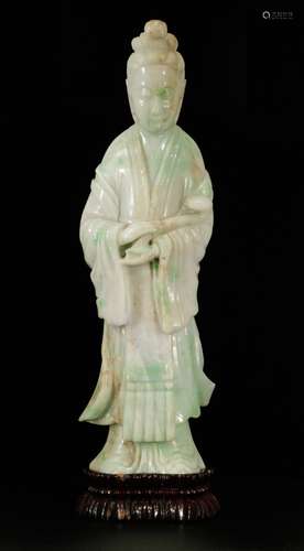 18/19th C. Chinese Fine Carved Jadeite Carving