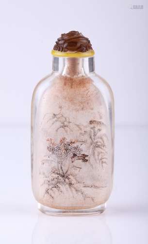 19th C. Inside Painted Glass Snuff Bottle