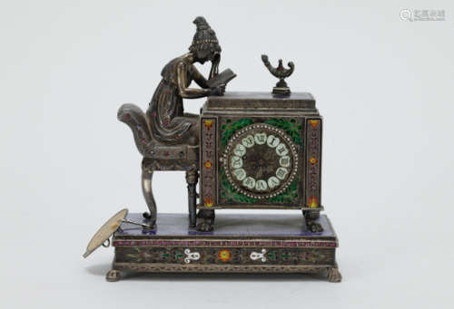 Empire Style Rare Silver Lapiz/Enamel Clock