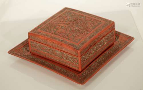 A Set of Cinnabar Box & Tray