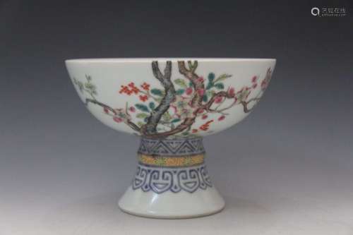 Chinese Famille Rose Porcelain High Foot Bowl