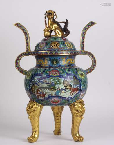 Chinese Cloisonne Tripod Foot Censer