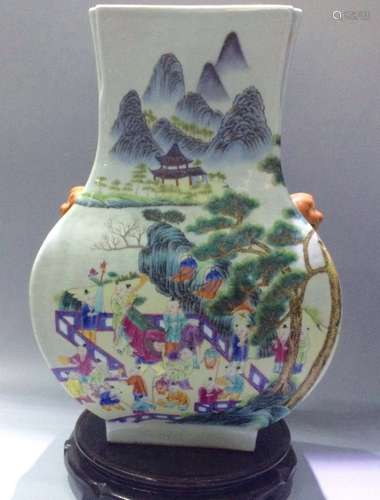 Chinese Famille Rose Porcelain Vase, Marked