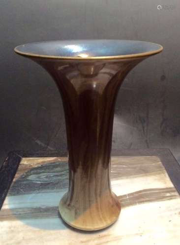 Chinese Wood Trace Glazed Porcelain GU Vase