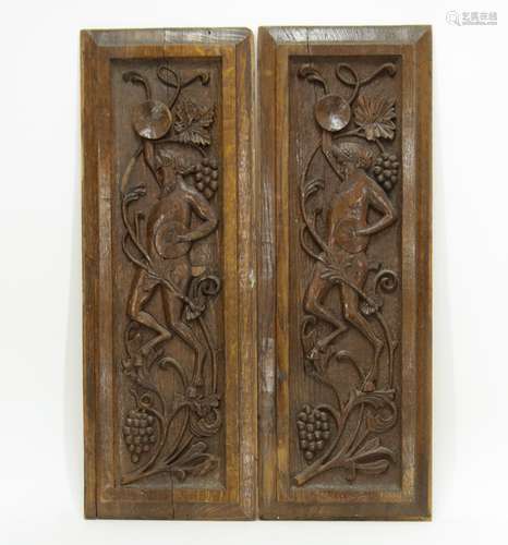 Two Carved Wood European Panels, 1900's