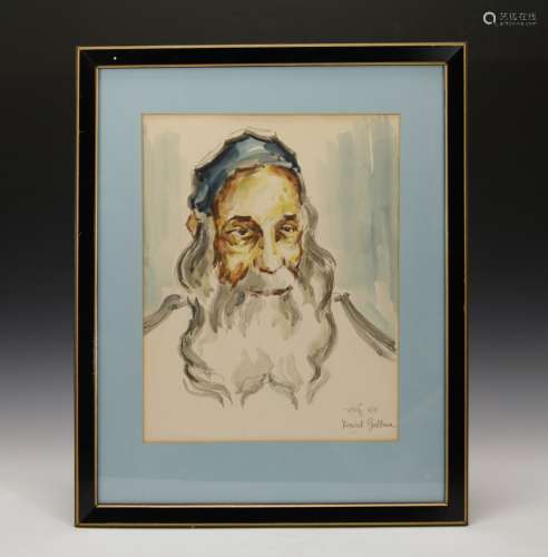 Judaica Watercolor Rabbi w/ Signature