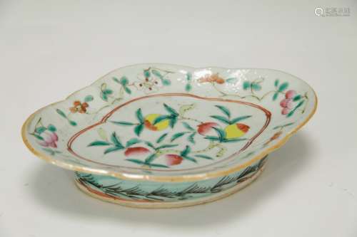 Chinese Famille Rose Porcelain High Base Tray