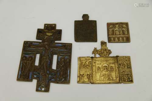 19th C. Selection of 4 Bronze, Russian Plaques