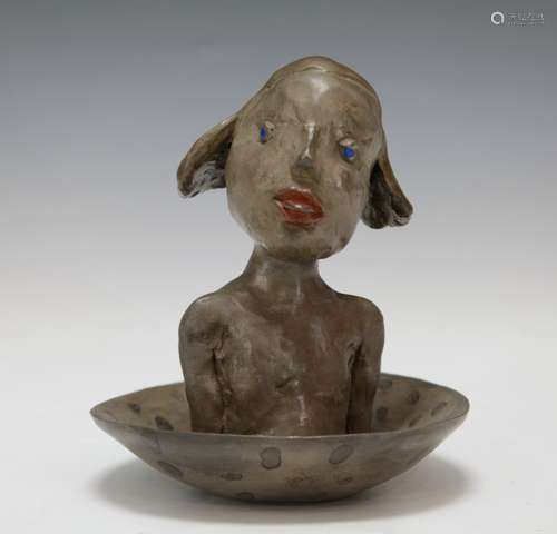 Bronze Sculpture of a Girl Signed, 