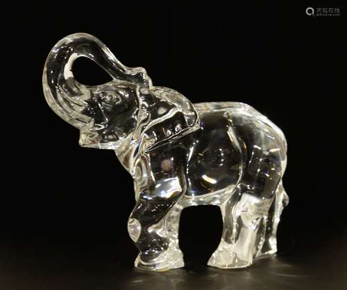 A Crystal Elephant, Signed