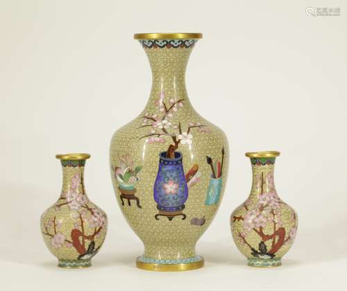 Set of Chinese Cloisonne Vases